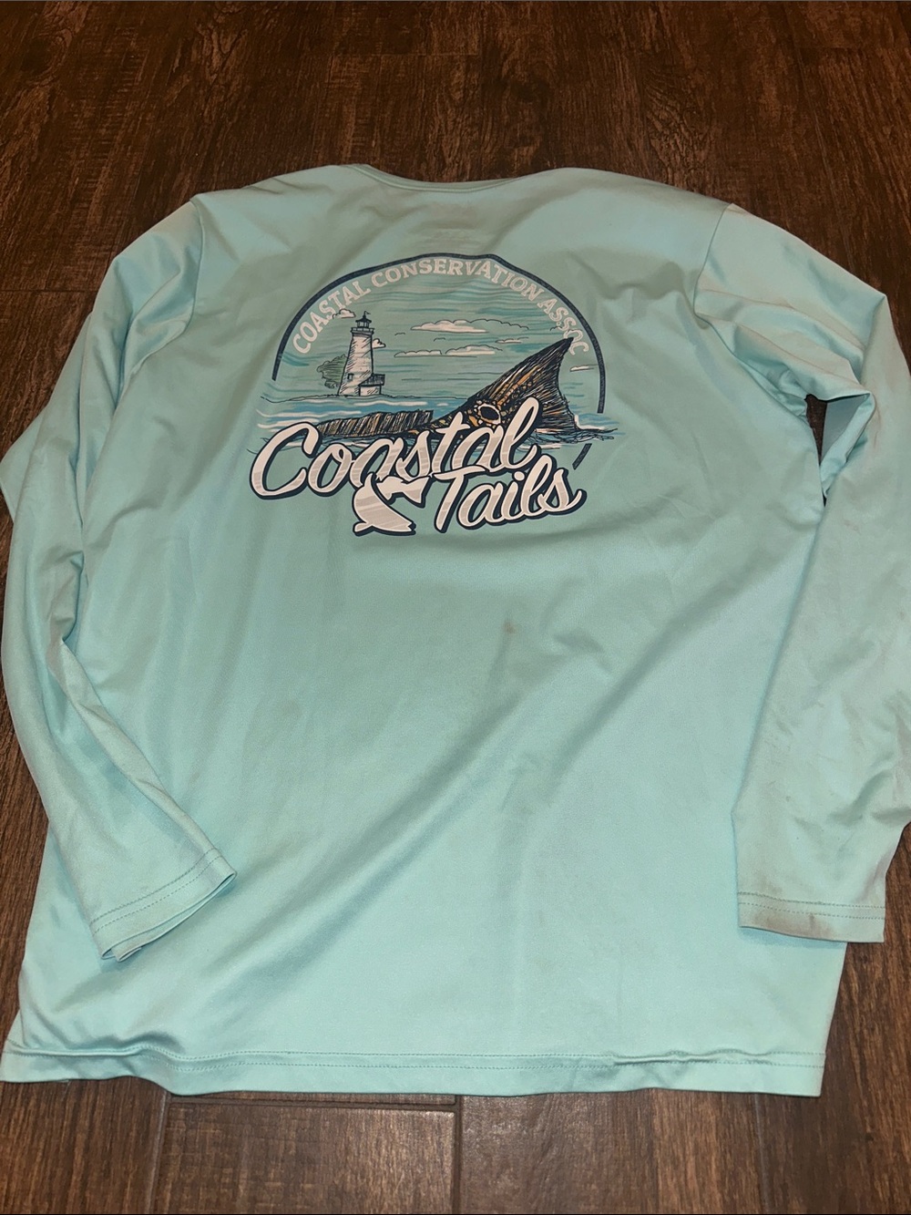 CCA Coastal & Tails Men’s Long Sleeve Performance Rash Guard Shirt Aqua Size M - Picture 4 of 4